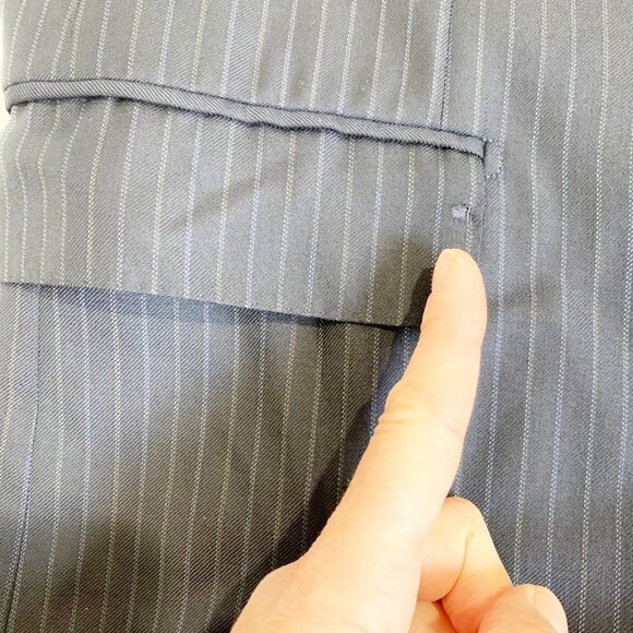 🌷SALE Ermenegildo Zegna Navy Pinstripe Wool Blazer Sport Coat Size 48L Italy - Picture 12 of 16